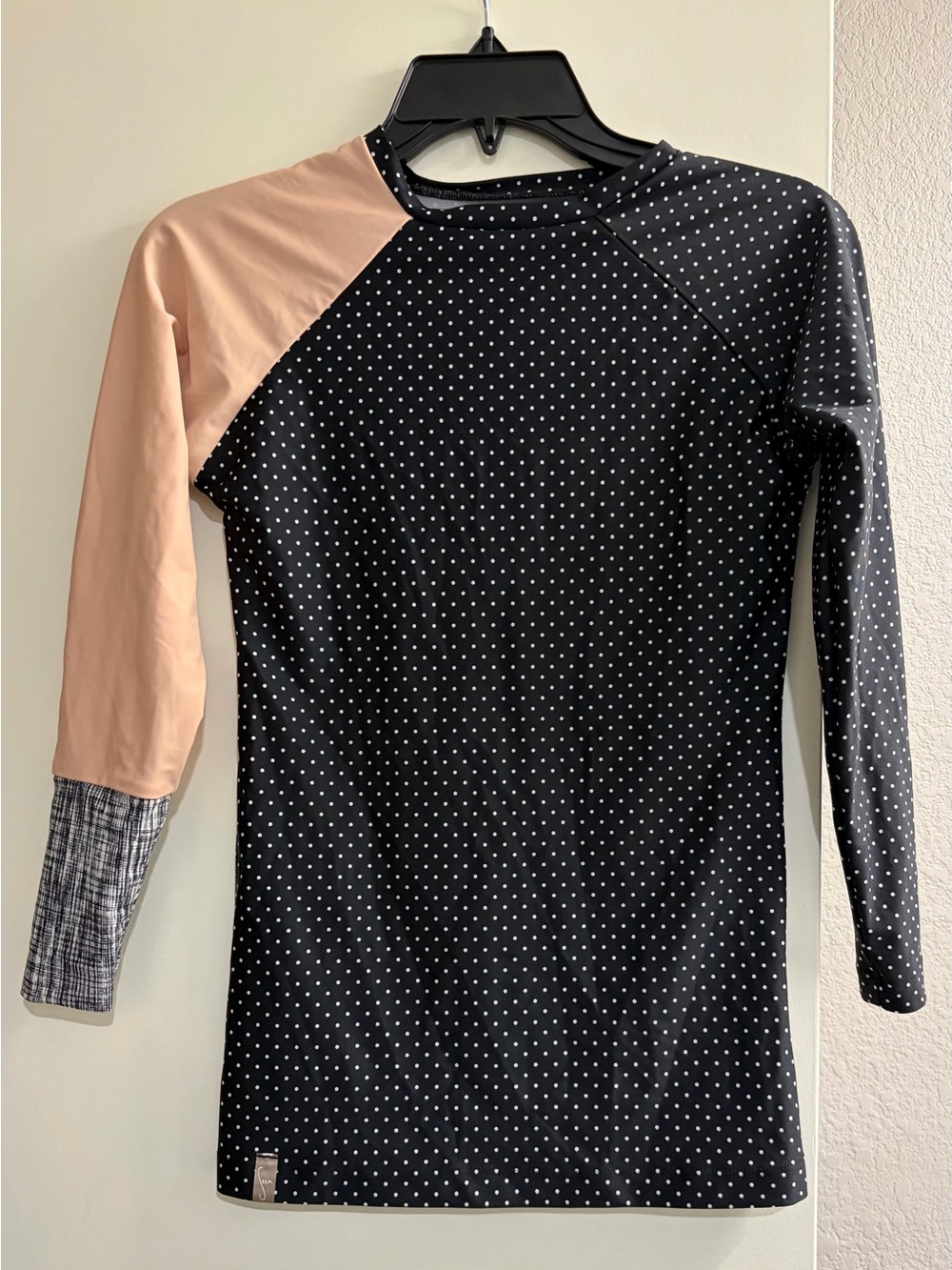 Seea Doheny Rashguard Black Dot Polka Colorblock Surf Top (M) NWOT Archival!
